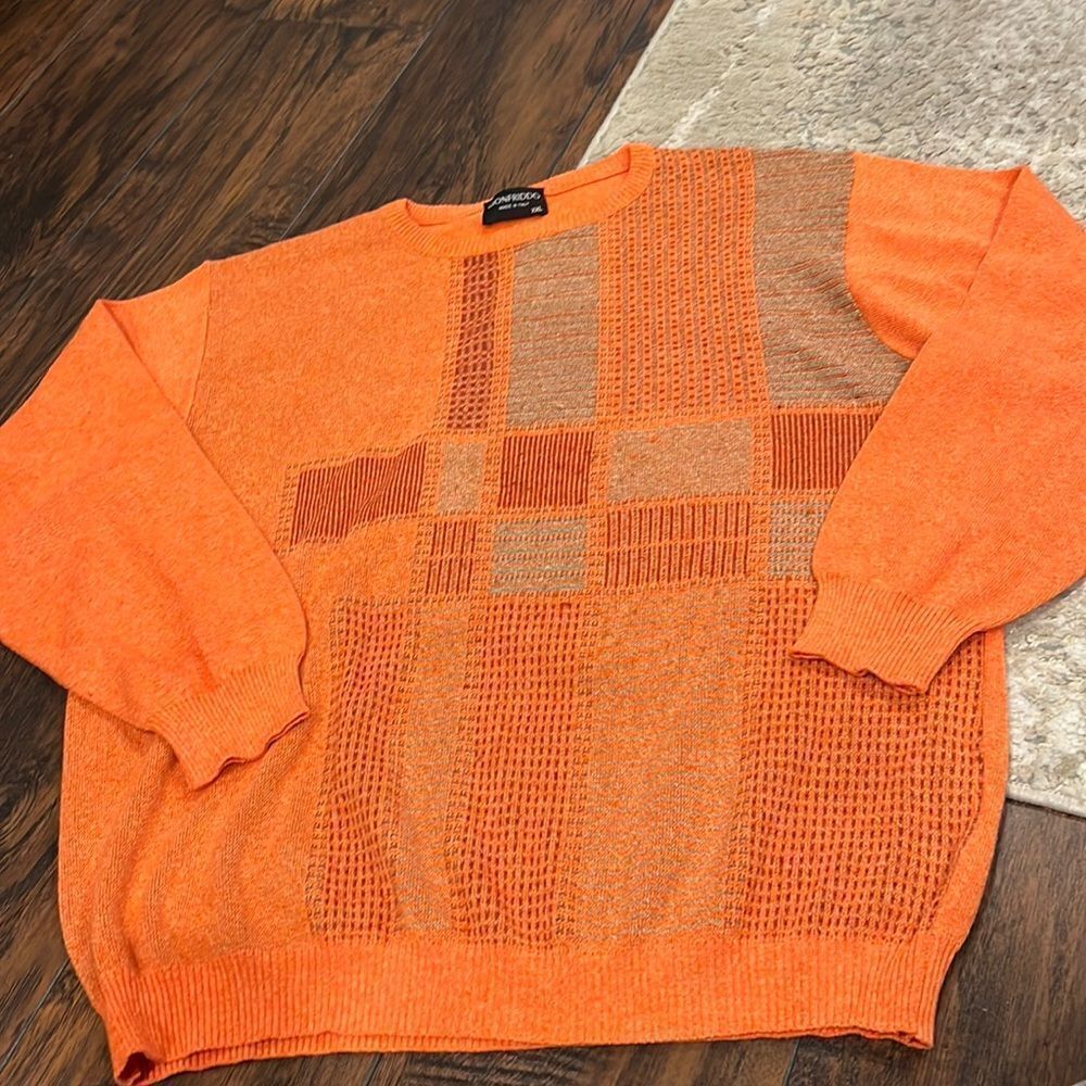 MOD GIONFRIDDO Italy made sweater size‎ XXL crew neck in GUC orange grey